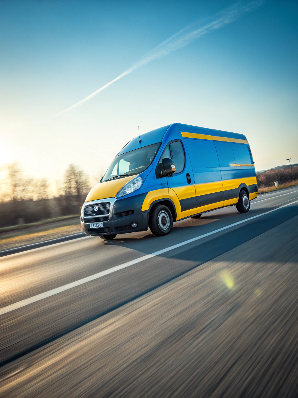Shift professional moving truck in high speed motion